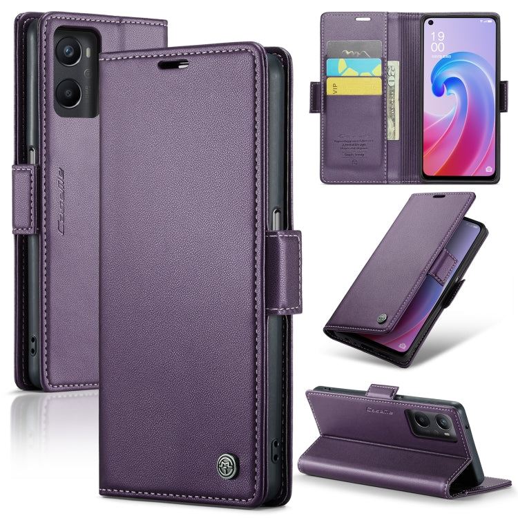 CaseMe 023 Butterfly Buckle Litchi Texture RFID Anti-theft Leather Phone Case, For OPPO Reno8 5G Global, For OPPO A96 4G Global/A36 4G/K10 4G/A76 4G