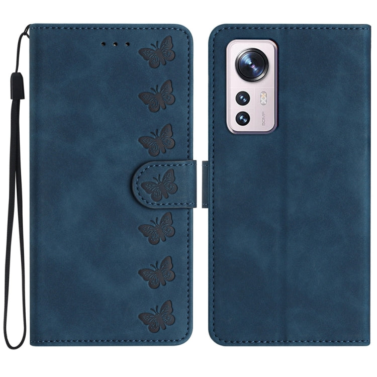 Seven Butterflies Embossed Leather Phone Case, For Xiaomi Redmi 10C, For Xiaomi Redmi Note 11 5G, For Xiaomi Redmi 10 2022, For Xiaomi 12 Pro