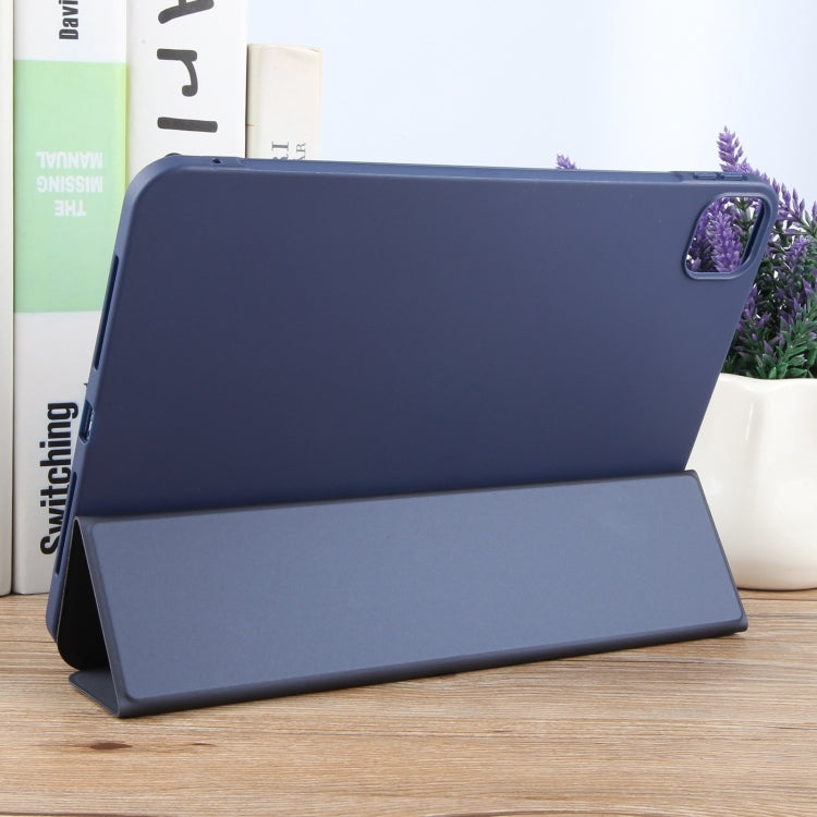 For iPad Pro 11 2025 / 2024 GEBEI 3-folding Holder Shockproof Flip Leather Tablet Case(Dark Blue)