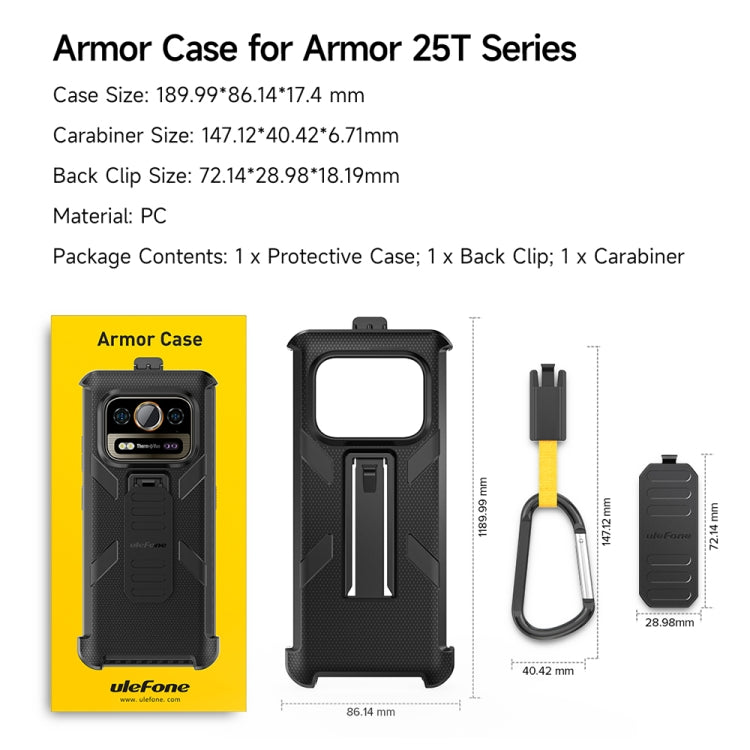 For Ulefone Armor 25T / 25T Pro Ulefone Back Clip Phone Case with Carabiner(Black)