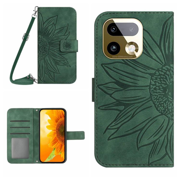 Skin Feel Sun Flower Embossed Flip Leather Phone Case with Lanyard, For Realme C83 5G, For Realme 16 Pro+ 5G
