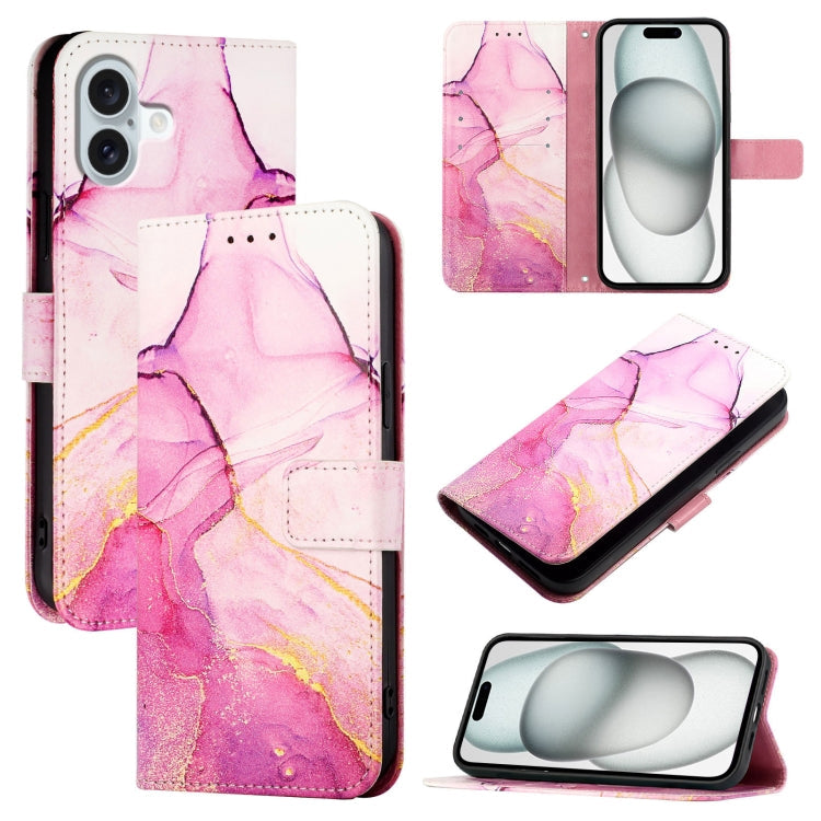PT003 Marble Pattern Flip Leather Phone Case, For iPhone Air, For iPhone 16 Pro Max, For iPhone 16 Pro, For iPhone 16 Plus