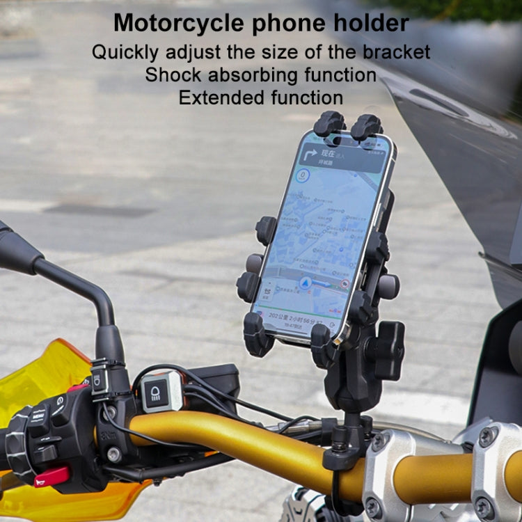 MOTOSLG Crab Motorcycle Phone Clamp Bracket U-Type Headbar Mount with Anti-theft Lock(Black)