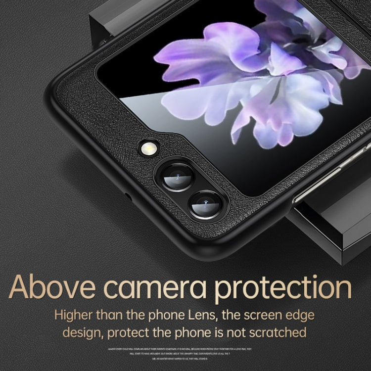 For Samsung Galaxy Z Flip6 / Flip7 FE SULADA Shockproof TPU + Handmade Leather Phone Case(Blue)
