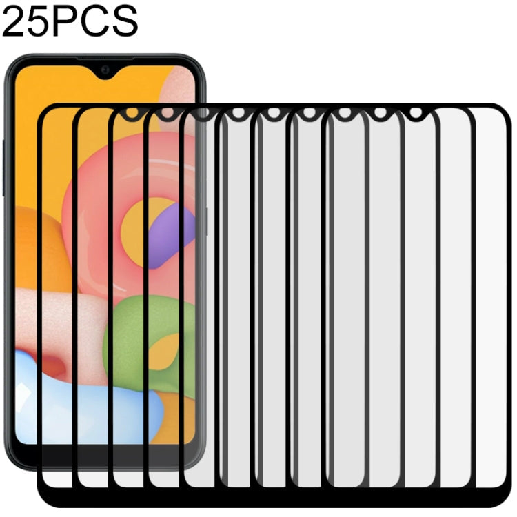 25 PCS Full Glue Full Screen Tempered Glass Film, For Samsung Galaxy A01, For Samsung Galaxy A21s, For Samsung Galaxy A70, For Samsung Galaxy M01, For Xiaomi Redmi 9, For Xiaomi Redmi 9A / 9A Sport / 9C / 9C NFC / Poco C31 / 9 Acitv