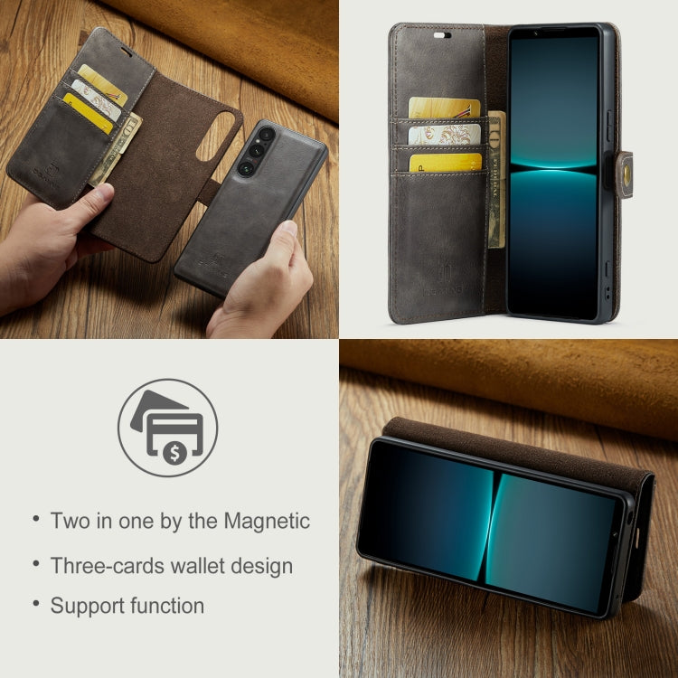 For Sony Xperia 1 VI DG.MING Crazy Horse Texture Detachable Magnetic Leather Phone Case(Grey)