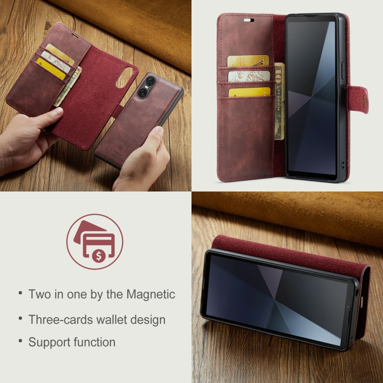 For Sony Xperia 10 VI DG.MING Crazy Horse Texture Detachable Magnetic Leather Phone Case(Red)
