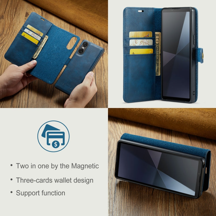 For Sony Xperia 10 VI DG.MING Crazy Horse Texture Detachable Magnetic Leather Phone Case(Blue)