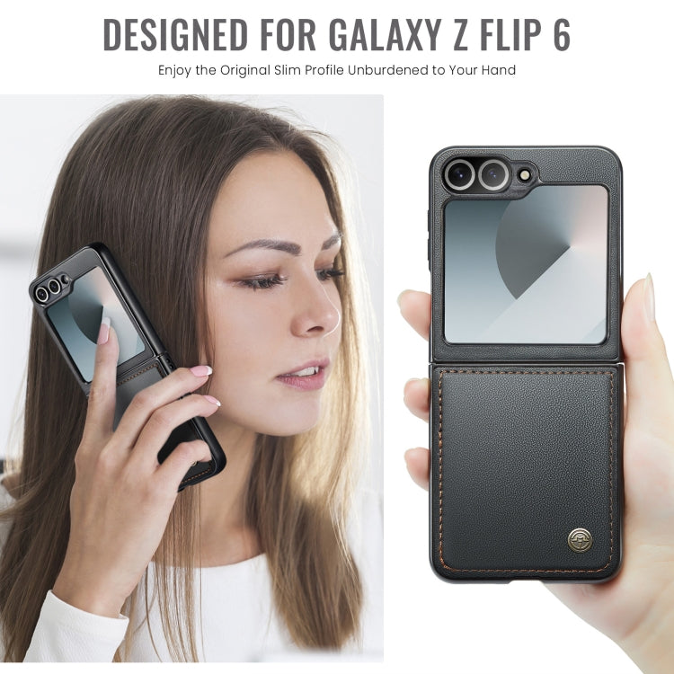 For Samsung Galaxy Z Flip6 / Flip7 FE CaseMe 023 Butterfly Buckle Litchi Texture RFID Anti-theft Leather Phone Case(Black)
