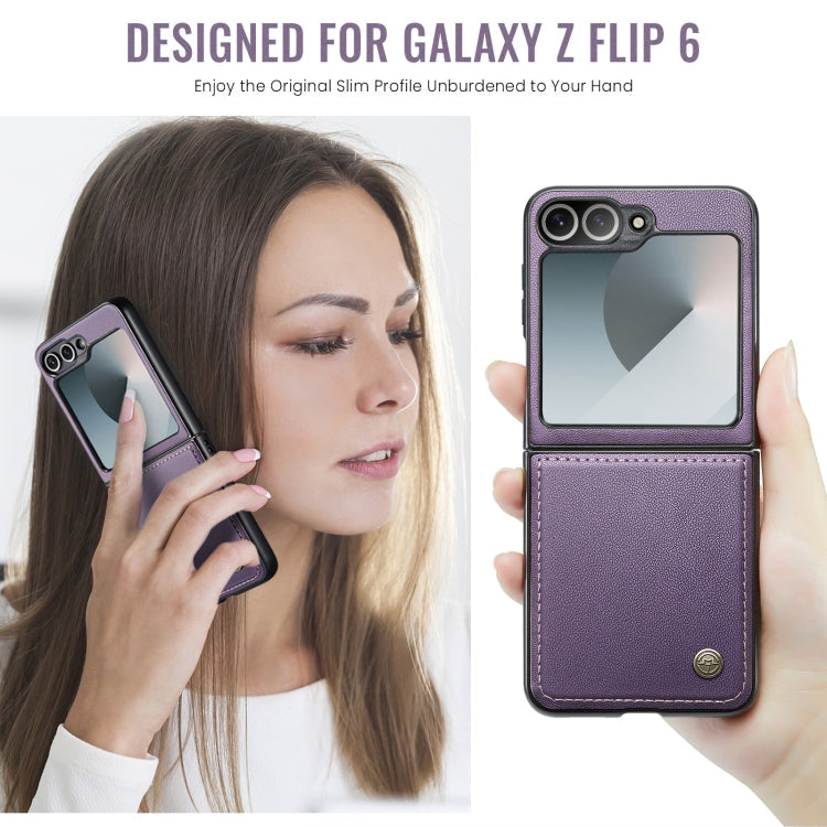 For Samsung Galaxy Z Flip6 / Flip7 FE CaseMe 023 Butterfly Buckle Litchi Texture RFID Anti-theft Leather Phone Case(Pearly Purple)