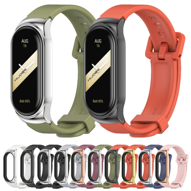 For Xiaomi Mi Band 8 Mijobs CS Case Silicone Watch Band(Wine Red Rose Gold)