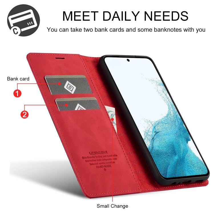 For Samsung Galaxy A15 5G / 15 4G LC.IMEEKE Strong Magnetism Microfiber Leather Phone Case(Red)