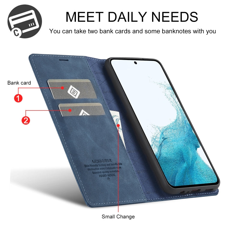For Samsung Galaxy A35 5G LC.IMEEKE Strong Magnetism Microfiber Leather Phone Case(Blue)