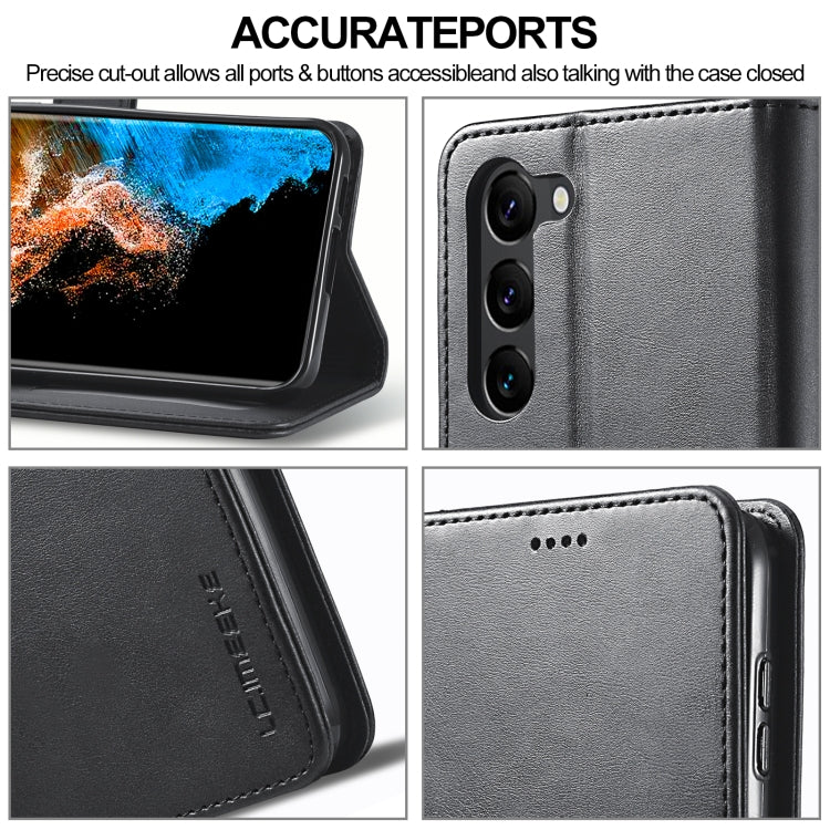 For Samsung Galaxy S24+ 5G LC.IMEEKE Calf Texture Leather Phone Case(Black)