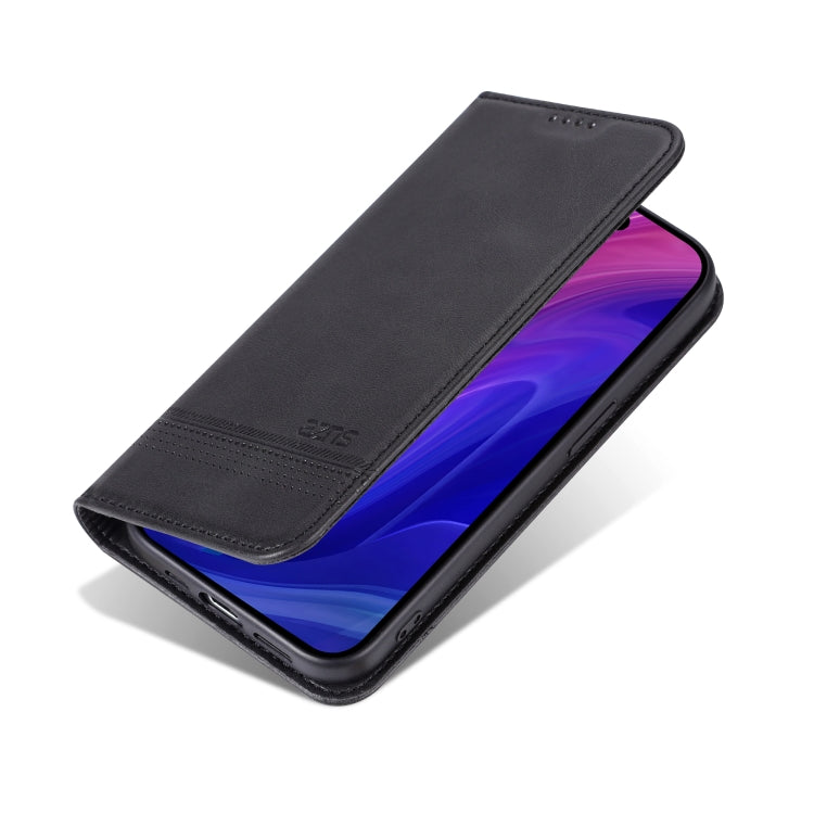 For iPhone 16 Pro Max AZNS Magnetic Calf Texture Flip Leather Phone Case(Black)