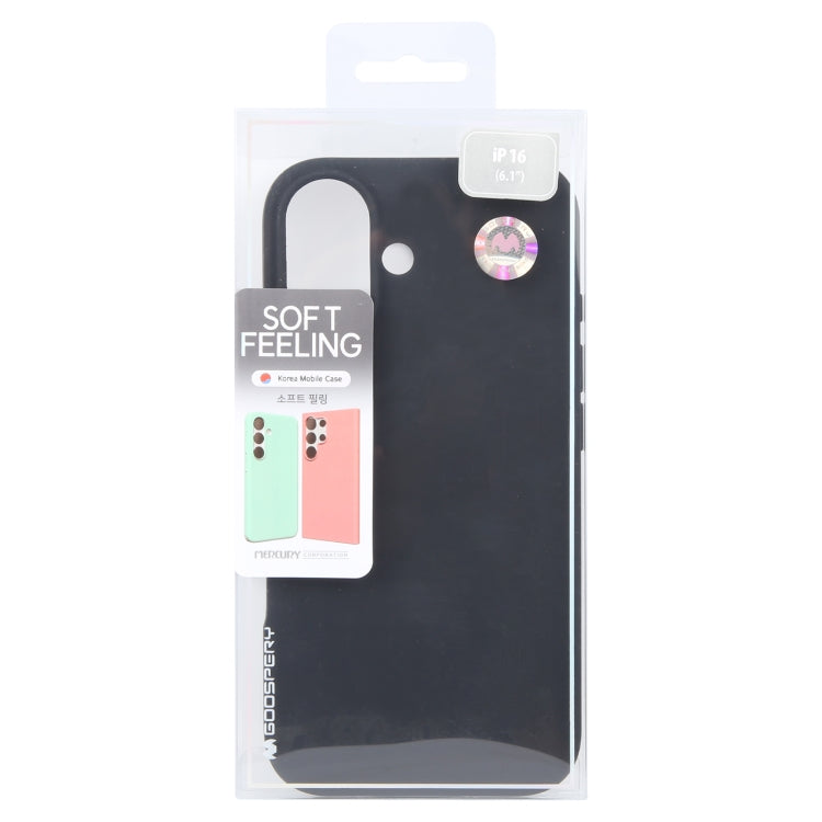 For iPhone 16 Plus GOOSPERY SOFT FEELING Liquid TPU Soft Phone Case(Black)