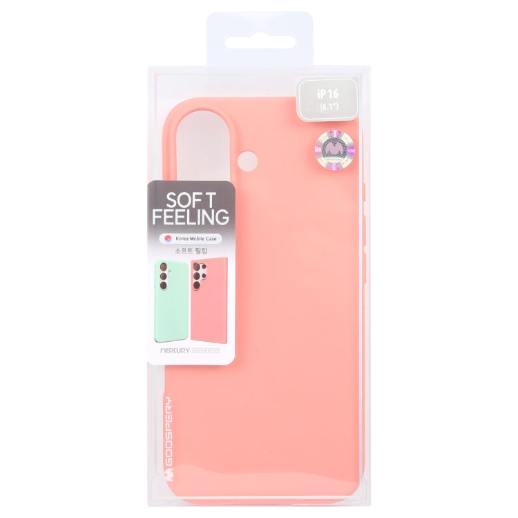 For iPhone 16 GOOSPERY SOFT FEELING Liquid TPU Soft Phone Case(Pink)