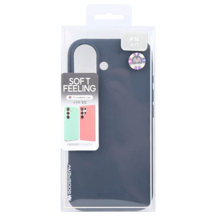 For iPhone 16 GOOSPERY SOFT FEELING Liquid TPU Soft Phone Case(Dark Blue)