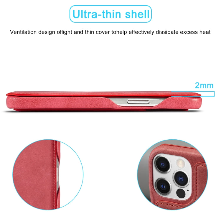 For iPhone 15 Pro Max LC.IMEEKE Hon Ancient Series Flip Leather Phone Case(Red)
