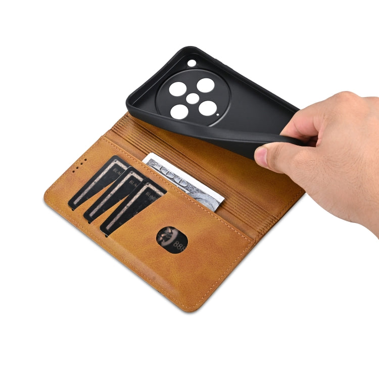 For OPPO Find X8 Pro AZNS Magnetic Calf Texture Flip Leather Phone Case(Light Brown)