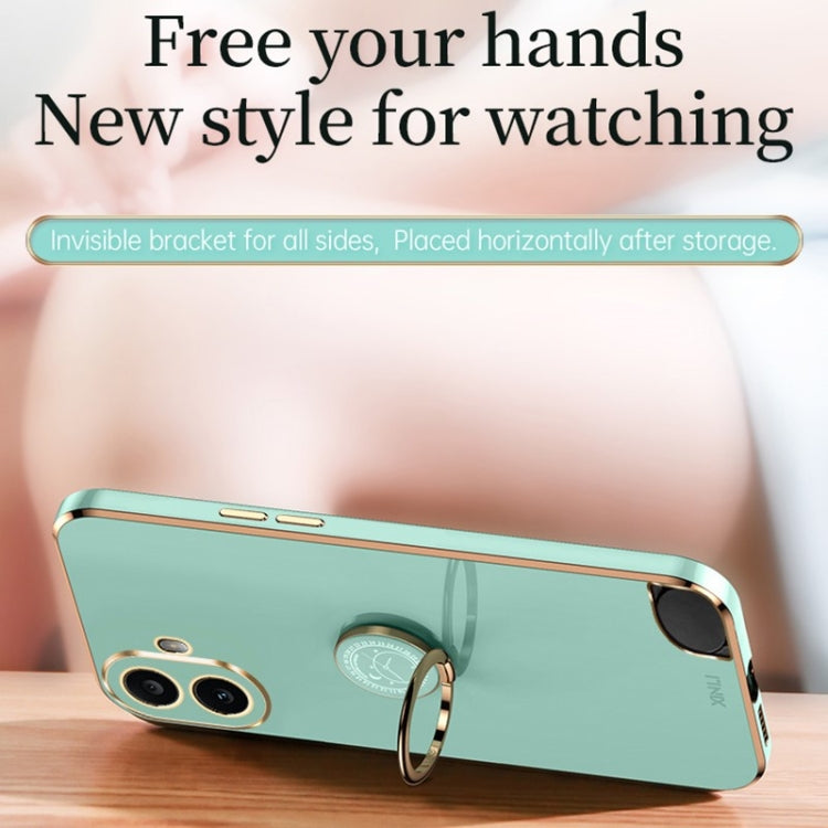 For Nothing CMF Phone 1 XINLI Straight Edge 6D Electroplate TPU Phone Case with Ring Holder(Cherry Purple)