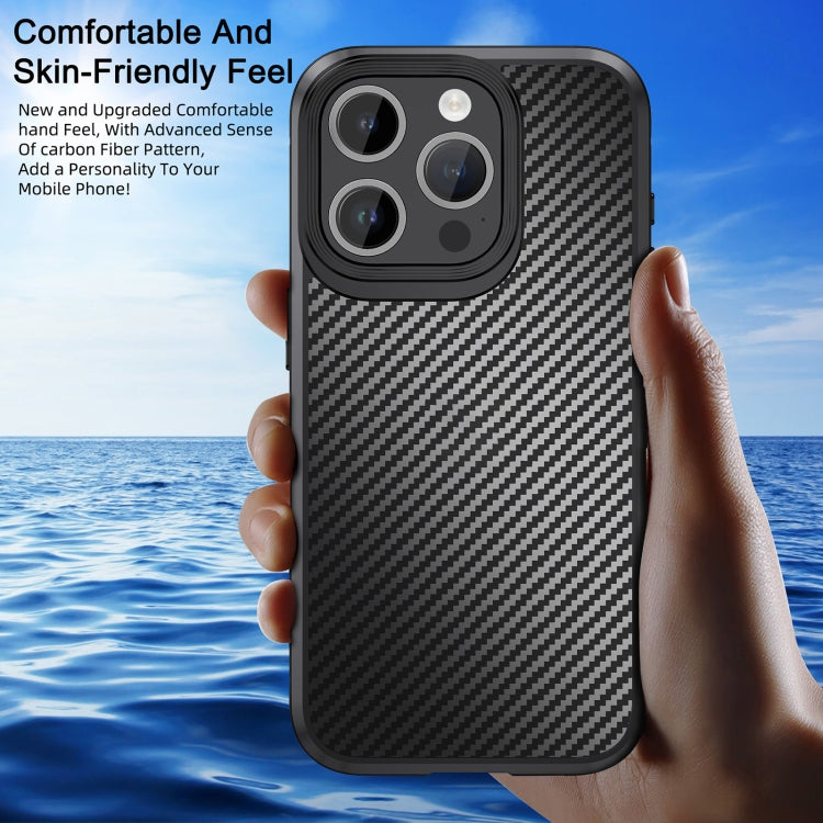 For iPhone 15 Pro iPAKY MG Series Carbon Fiber PC + TPU Protective Phone Case(Blue)