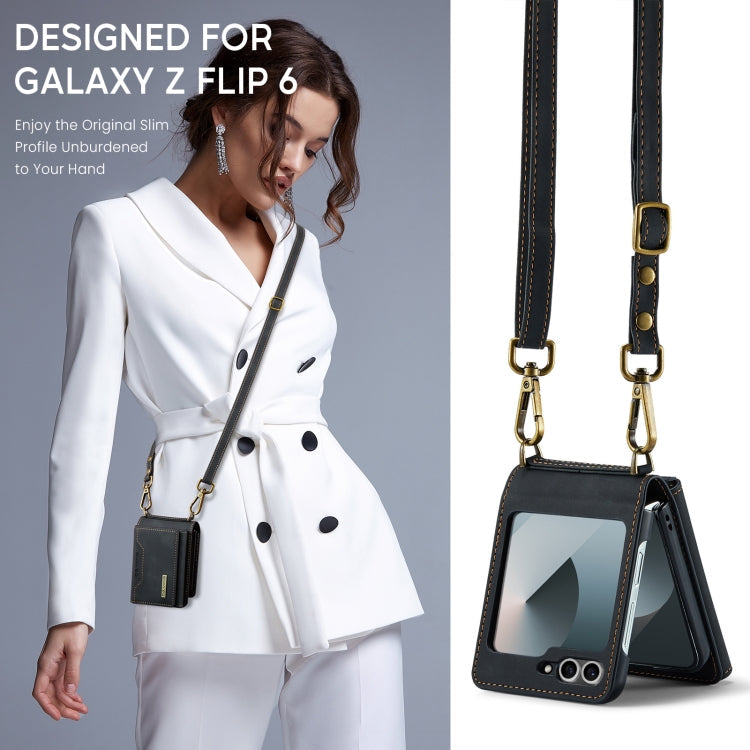 For Samsung Galaxy Z Flip6 / Flip7 FE DG.MING M2 Series Card Bag Magnetic Leather Phone Case(Black)