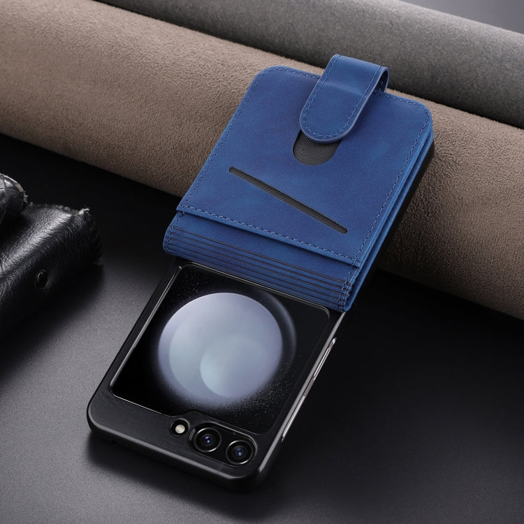 For Samsung Galaxy Z Flip7 FE / Flip6 AZNS Skin Feel Calf Texture Flip Leather Phone Case(Blue)
