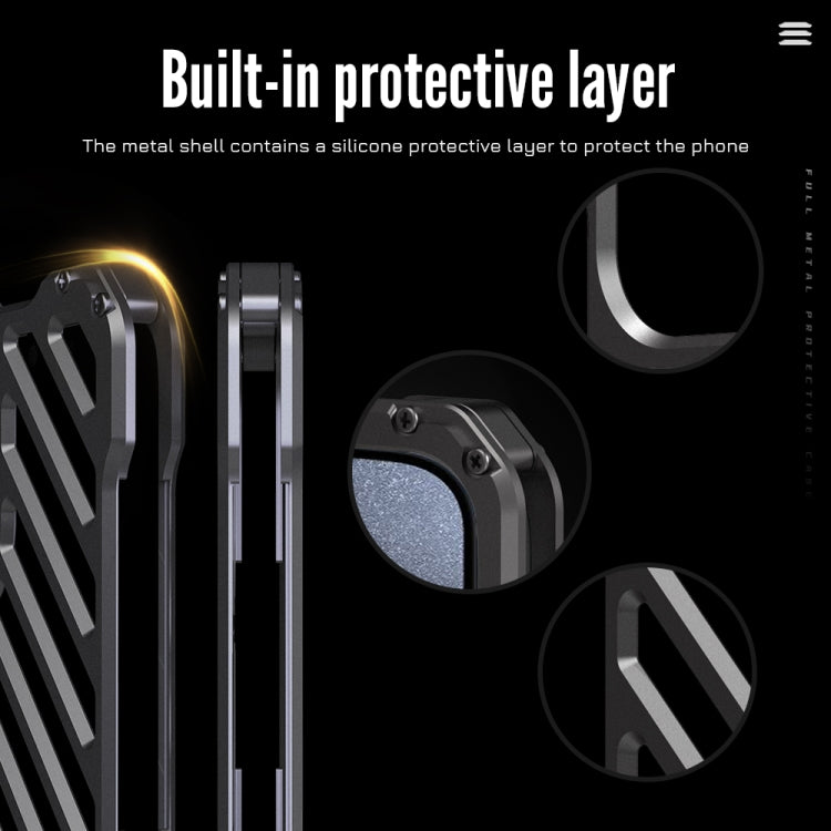 For iPhone 16 Plus R-JUST RJ-50 Hollow Breathable Armor Metal Phone Case(Space Grey)