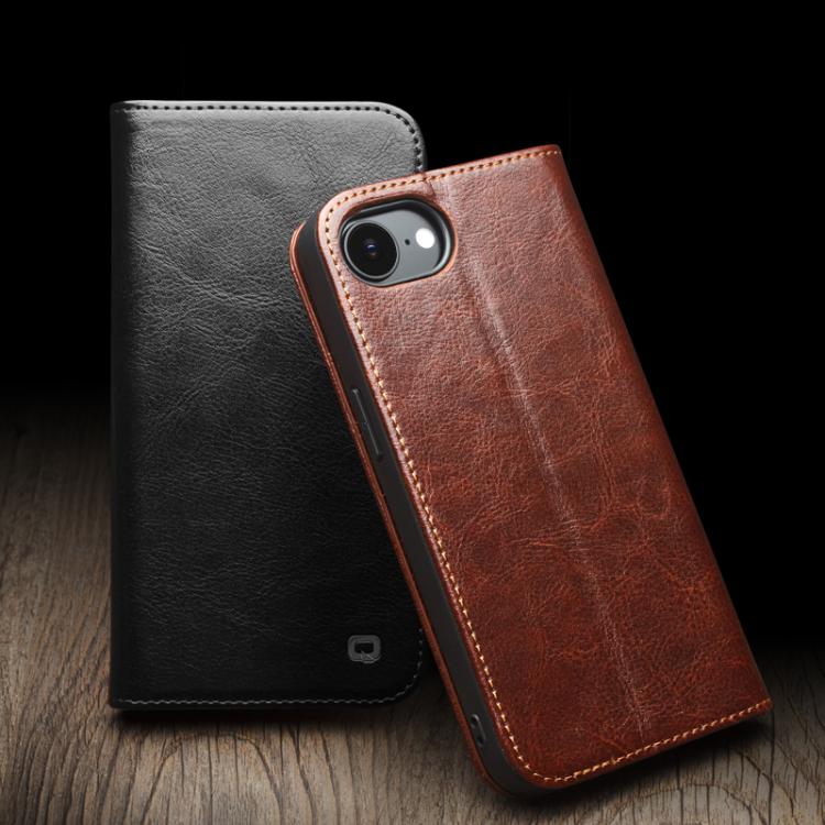 For iPhone 16e / 17e QIALINO Classic Genuine Leather Phone Case(Brown)
