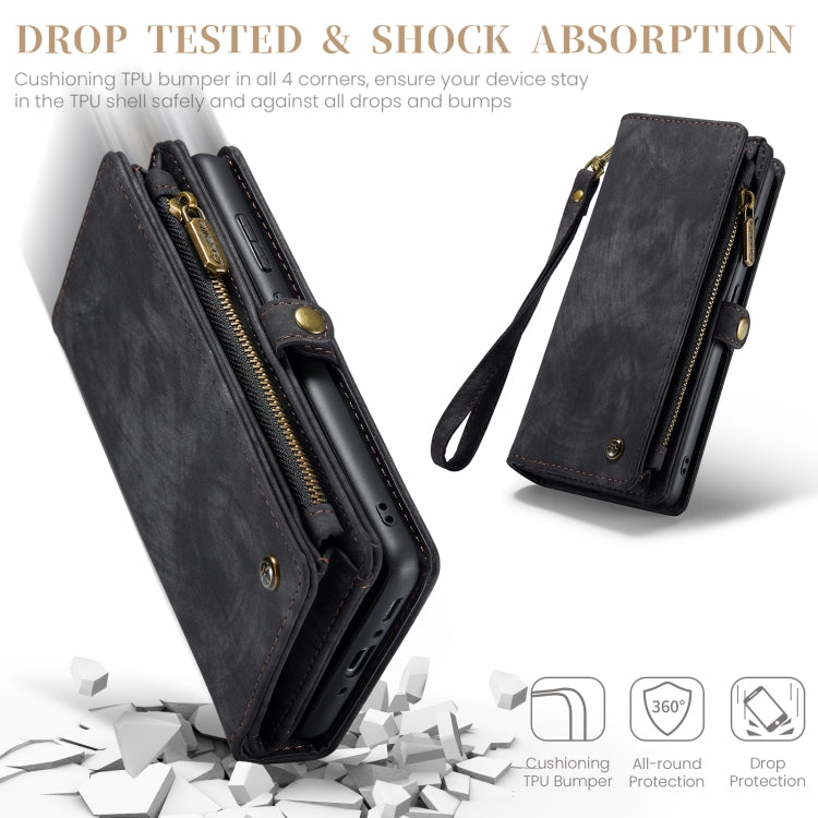 For Samsung Galaxy A35 5G CaseMe 008 Multifunctional Zipper Wallet Leather Phone Case with Lanyard(Black)