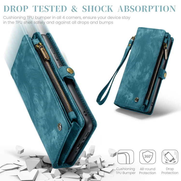For Samsung Galaxy A35 5G CaseMe 008 Multifunctional Zipper Wallet Leather Phone Case with Lanyard(Blue)