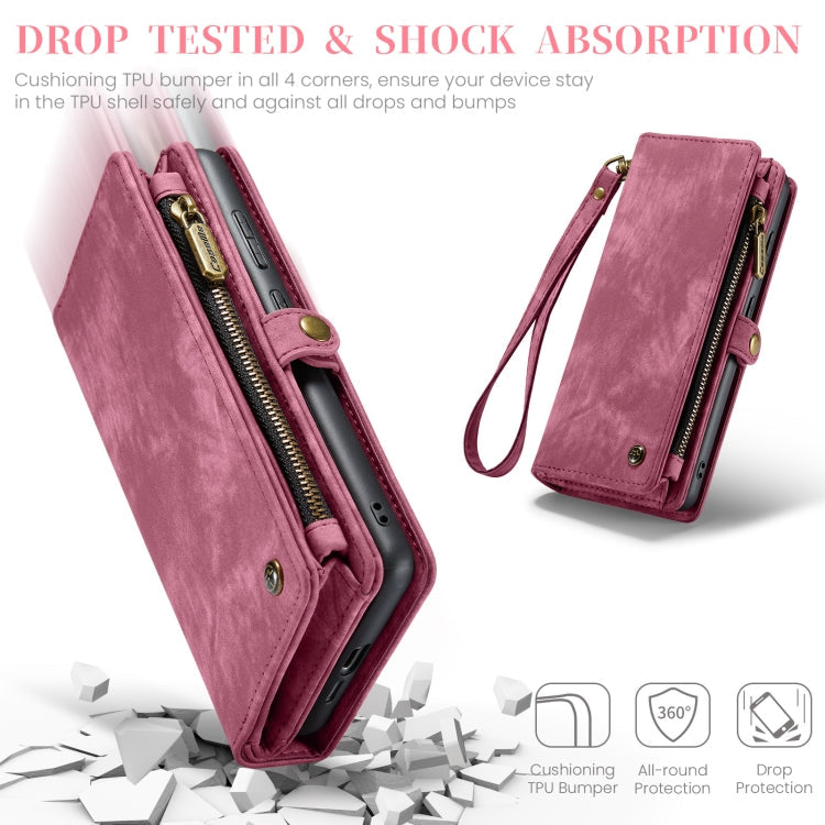 For Samsung Galaxy A55 5G CaseMe 008 Multifunctional Zipper Wallet Leather Phone Case with Lanyard(Red)