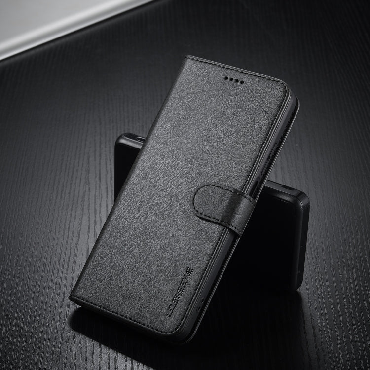 For Realme C55 LC.IMEEKE Calf Texture Horizontal Flip Leather Case(Black)