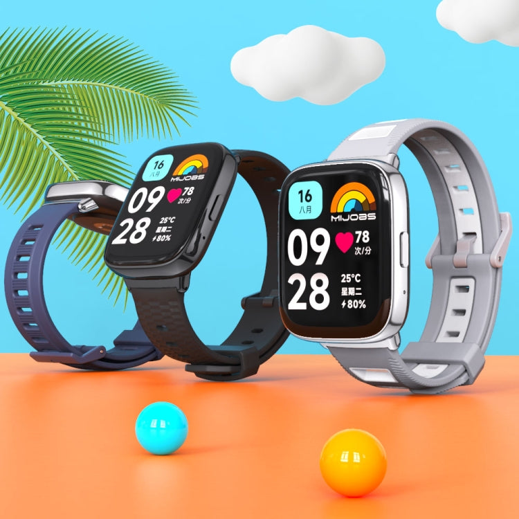 For Redmi Watch 3 Lite / Watch 3 Active Mijobs Honeycomb Texture TPU Watch Band(Midnight Blue Silver)