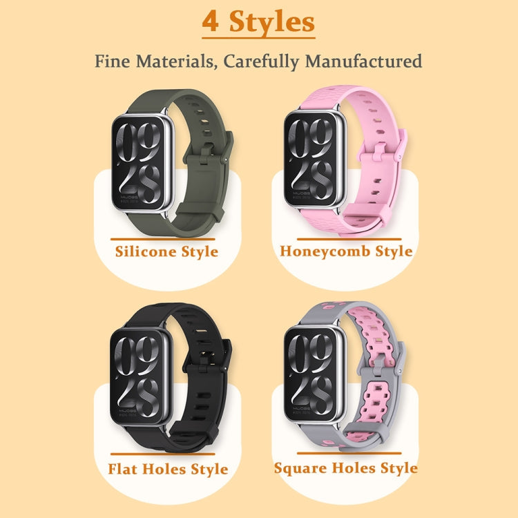 For Redmi Watch 6 / 5 / Xiaomi Band 9 Pro Mijobs Square Hole Breathable Silicone Watch Band(Black Red)
