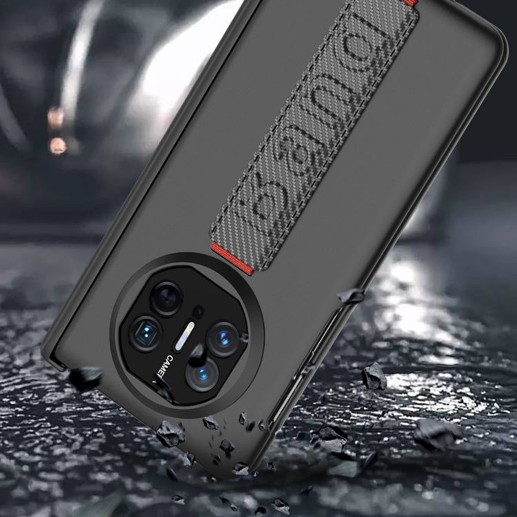 For Huawei Mate X5 GKK Wristband Integrated Privacy Film Magnetic Hinge Phone Case(Carbon Fiber)