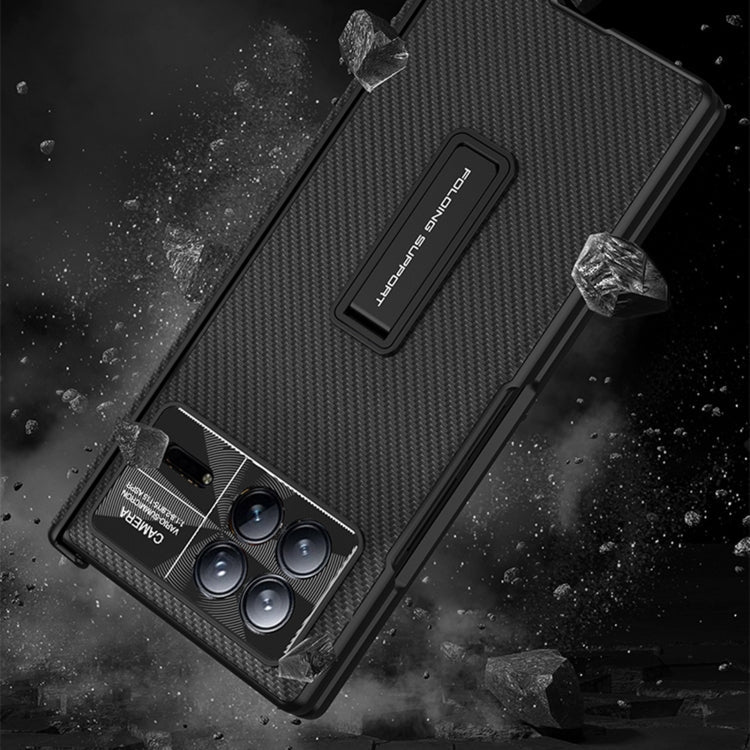 For Xiaomi Mix Fold 3 GKK Magnetic Hinge Flip Leather Phone Case with Holder(Black)