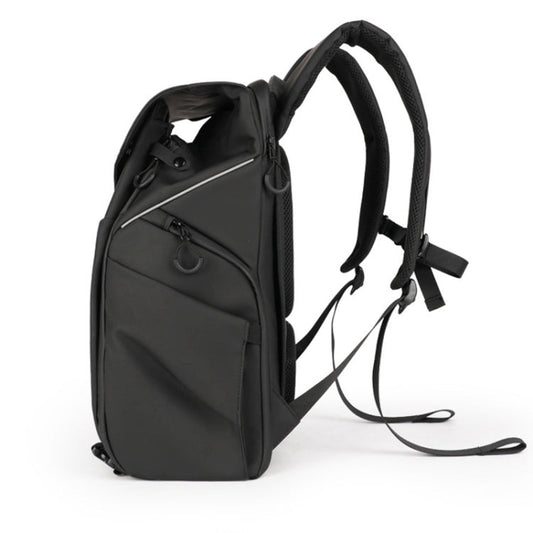 Cwatcun D89 Camera Backpack Waterproof Leather Film 15.6 Laptop Sleeve Bag, Size:43.5 x 33 x 22.5cm(Black)