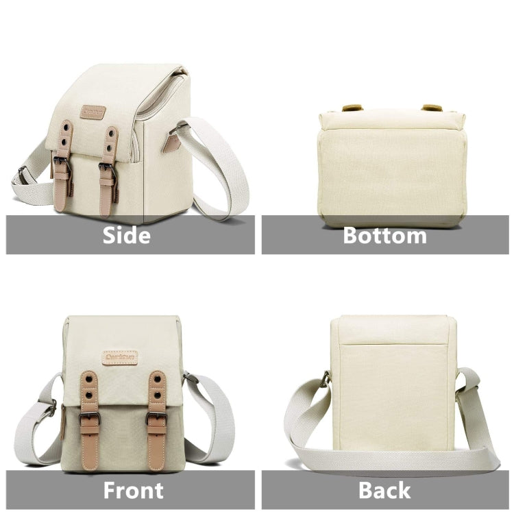 Cwatcun N1 Retro Multifunctional Canvas Waterproof Digital Camera Photography Bag, Size:18 x 12.5 x 21cm Beige