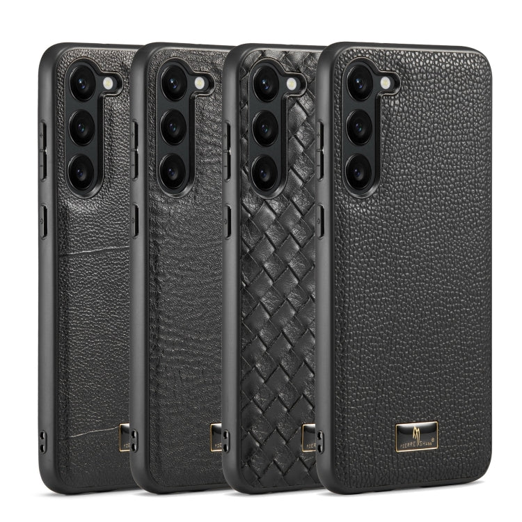 For Samsung Galaxy S24 5G Fierre Shann Leather Texture Phone Back Cover Case(Cowhide Black)
