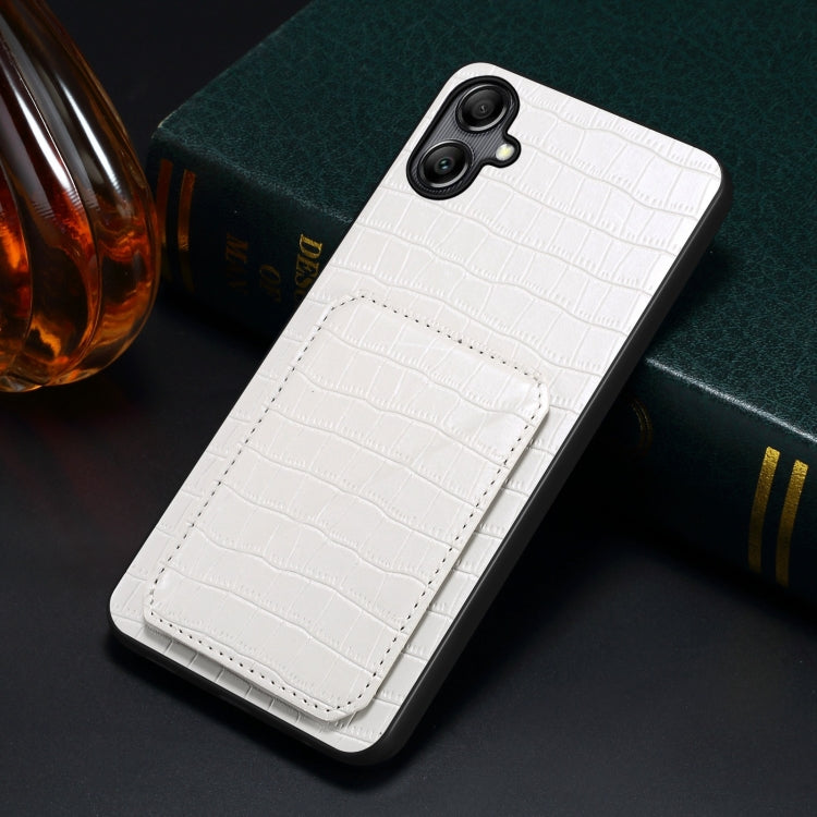 For Samsung Galaxy S23 Ultra 5G Denior Imitation Crocodile Leather Back Phone Case with Holder(White)