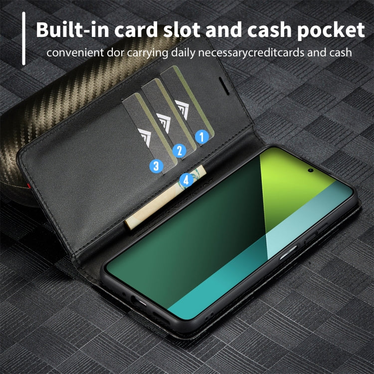 For Xiaomi Redmi Note 13 4G LC.IMEEKE Carbon Fiber Texture Flip Leather Phone Case(Vertical Black)