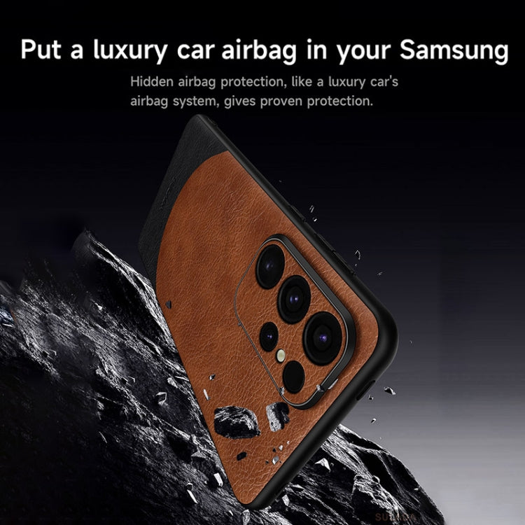 For Samsung Galaxy S24 Ultra 5G SULADA Stitching Leather MagSafe Magnetic Phone Case(Orange)
