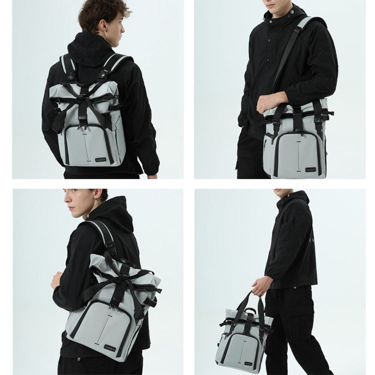 Cwatcun D95 Large Capacity Photography Backpack Shoulders Laptop Camera Bag, Size:30.5 x 18 x 38cm(Silver Grey)