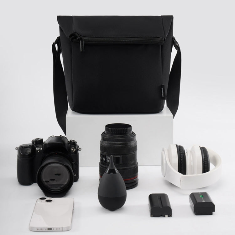 Cwatcun D103 Crossbody Camera Bag Photography Lens Shoulder Bag, Size:22.5 x 19.5 x 8cm(Beige)