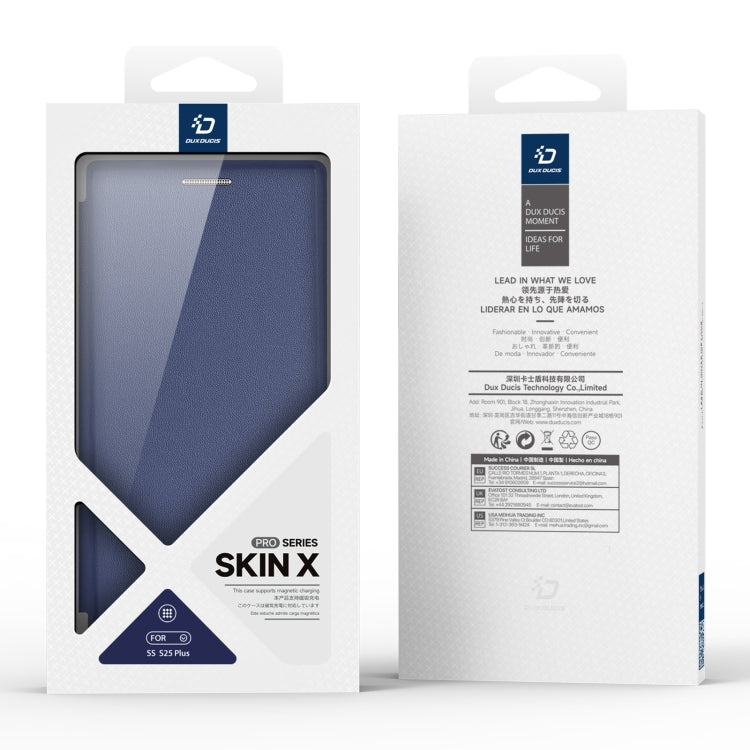For Samsung Galaxy S25+ 5G DUX DUCIS Skin X Pro Series Magsafe Ring Holder Leather Phone Case(Blue)