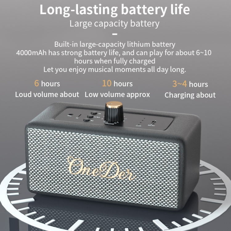 Oneder D3 Retro Leather Casing 30W Dual Units Wireless Bluetooth Speaker(Brown)