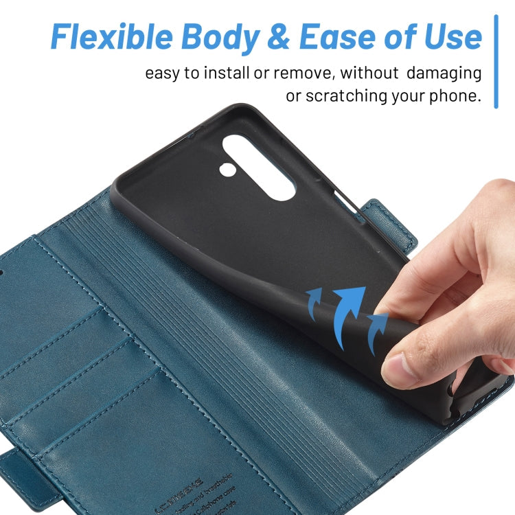 For Samsung Galaxy A55 5G LC.IMEEKE Skin-friendly Card Slots Leather Phone Case(Blue)