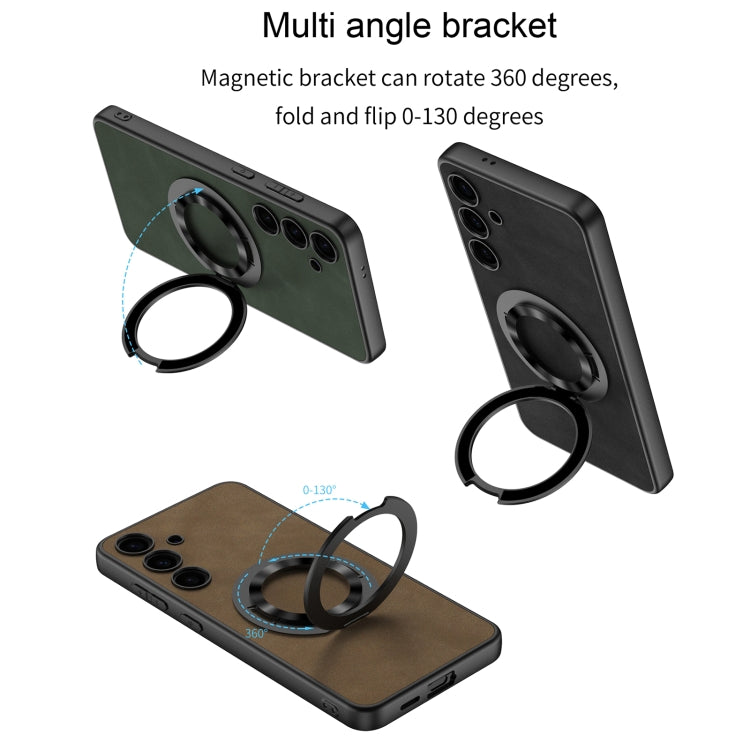 For Samsung Galaxy S24 5G GKK Skin Feel Frosted Leather MagSafe Magnetic Phone Case with Holder(Black)